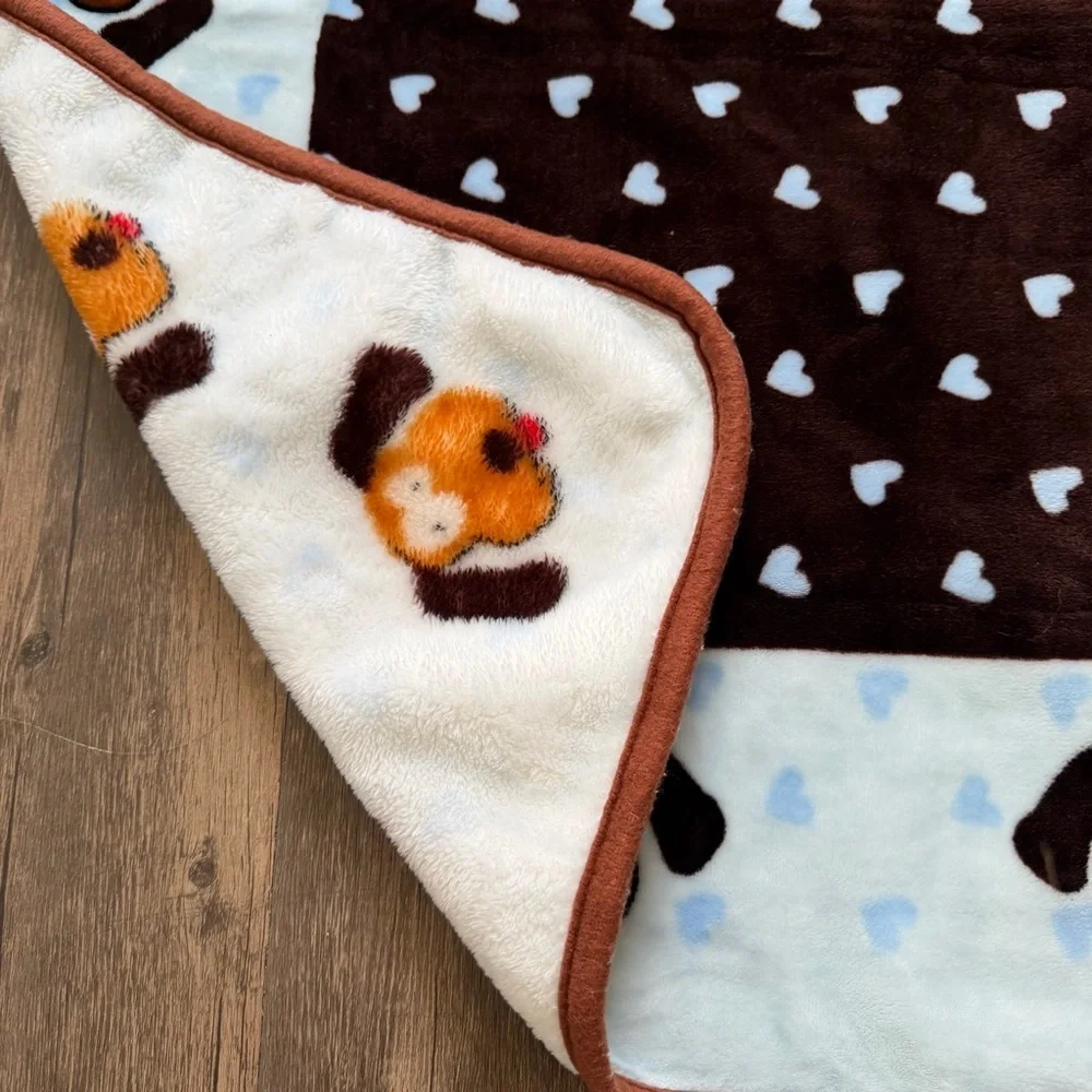 Snuggle Puppy 2 Piece Warm Soft Fluffy Fleece Flannel Pet Cat Dog Blanket Throw